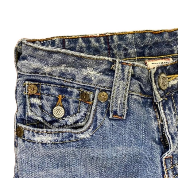 True Religion Flare Leg Floral Patchwork Quilted Distressed Jeans - Picture 5 of 10